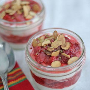 Macarpone Parfait with Roasted Strawberries and Almonds
