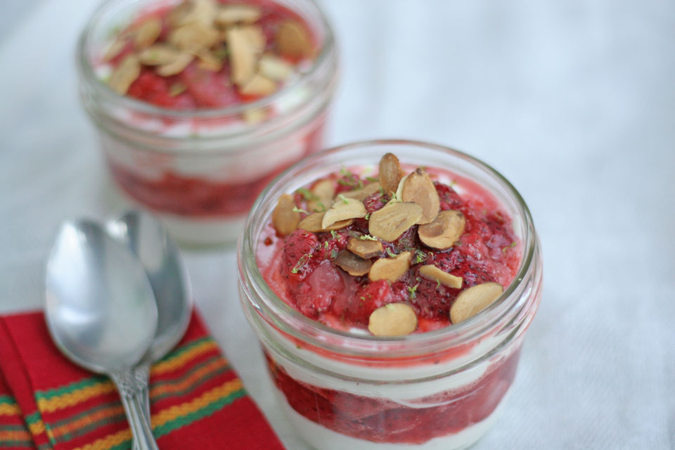 Mascarpone Parfaits with Roasted Strawberries and Almonds