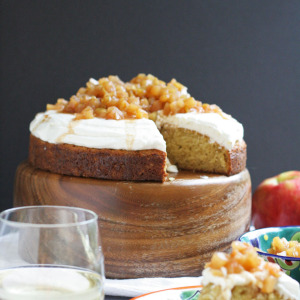 Buttermilk Cake, Brie Frosting, with Spiced Apple Compote