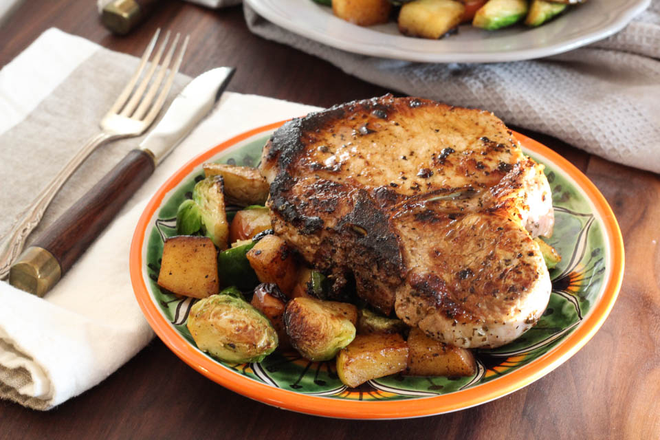 Grilled Pork Chops with a Sweet Pan Roasted Hash from Express Lane Cooking