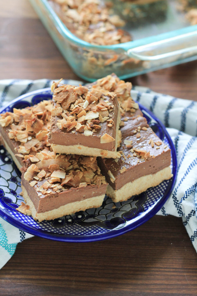 Coconut Dark Chocolate Cheesecake Bars