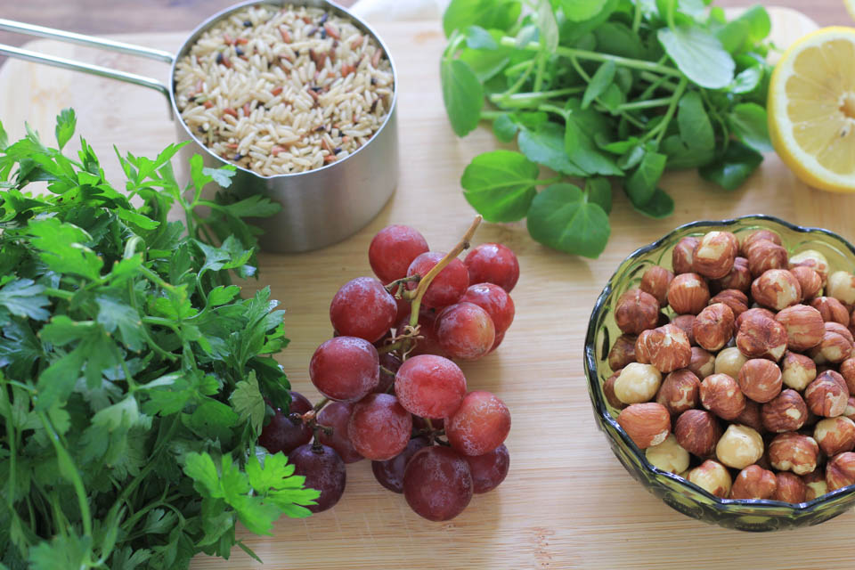 Toasted Hazelnut Pesto Wild Rice Salad