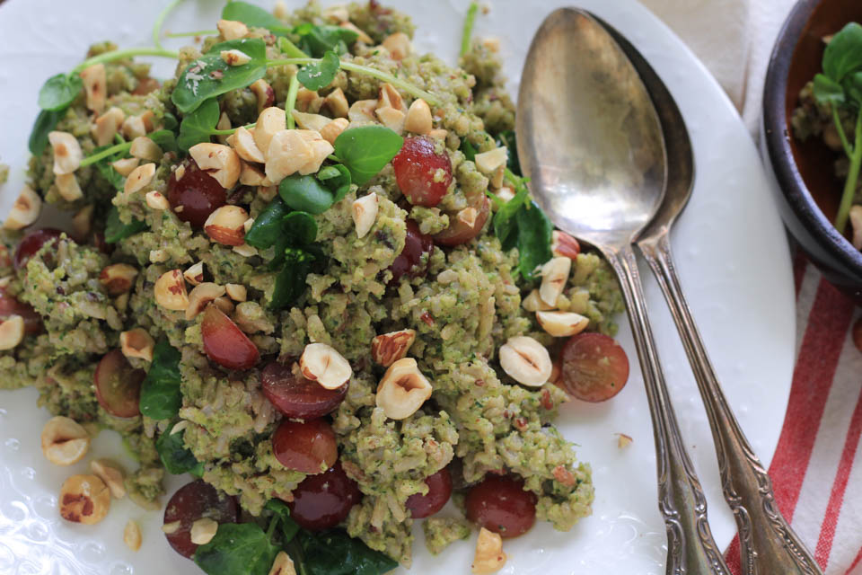 Toasted Hazelnut Pesto Wild Rice Salad
