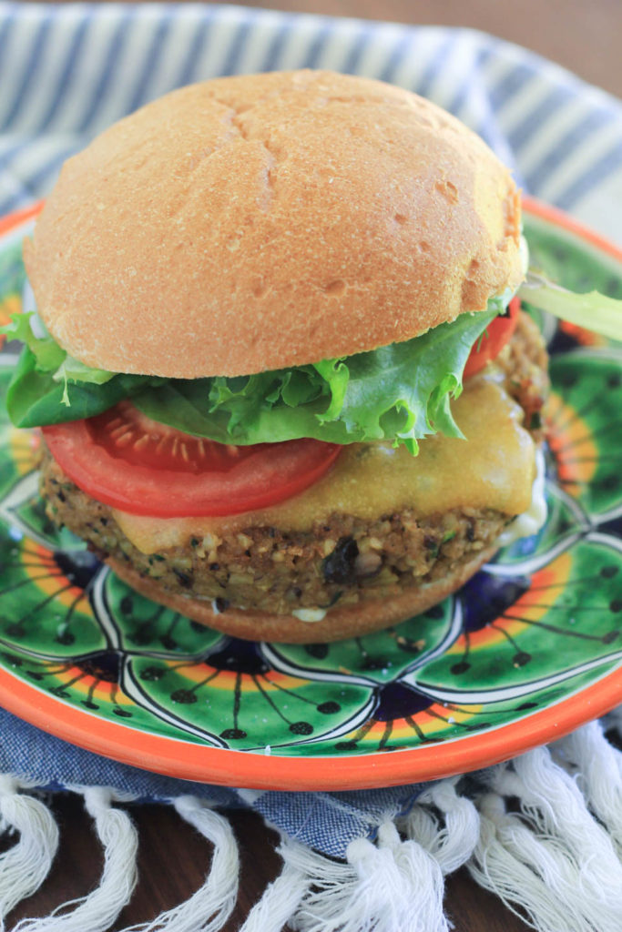 Black Bean Freekeh Poblano Veggie Burger