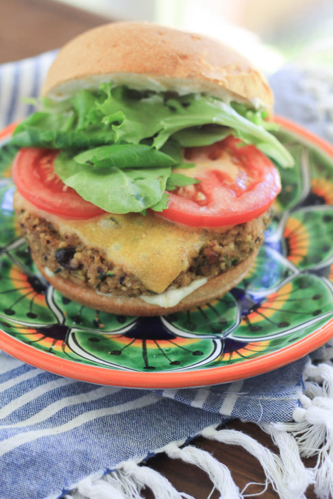 Black Bean Freekeh Poblano Veggie Burger