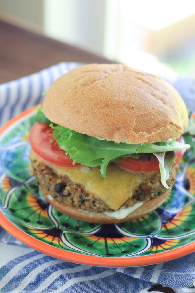 Black Bean Freekeh Poblano Veggie Burger