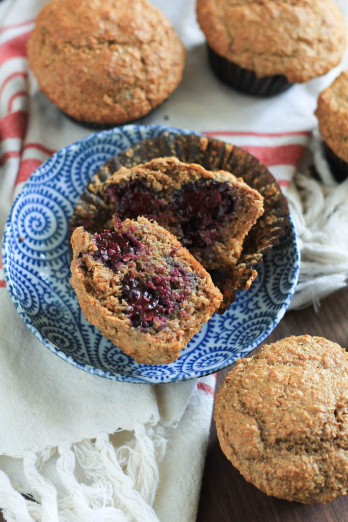 Super Moist Blackberry Ginger Bran Muffins