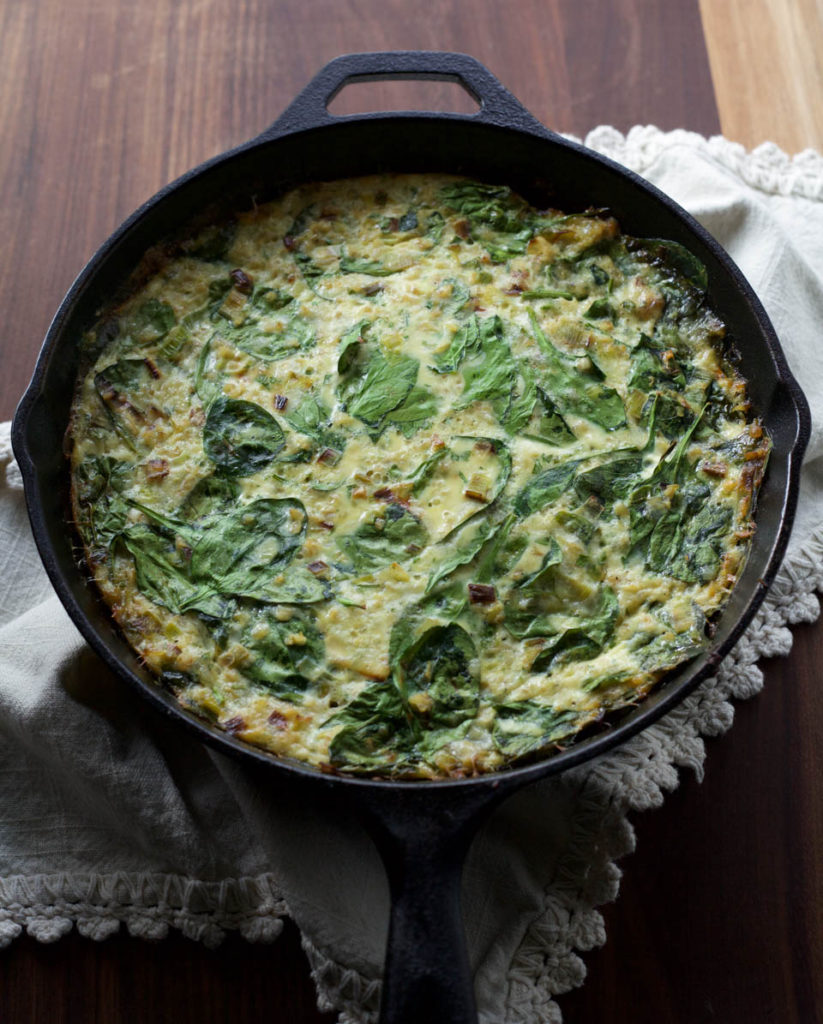 Freekeh Spinach and Leek Frittata