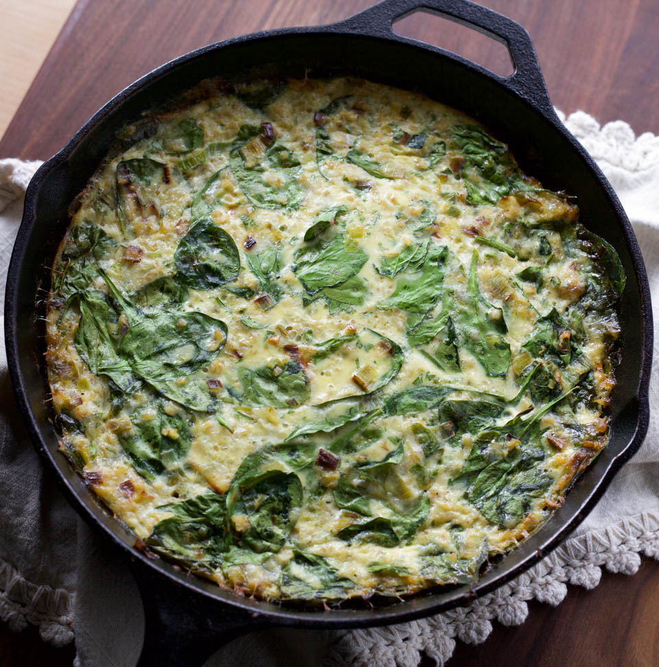 Freekeh Spinach and Leek Frittata