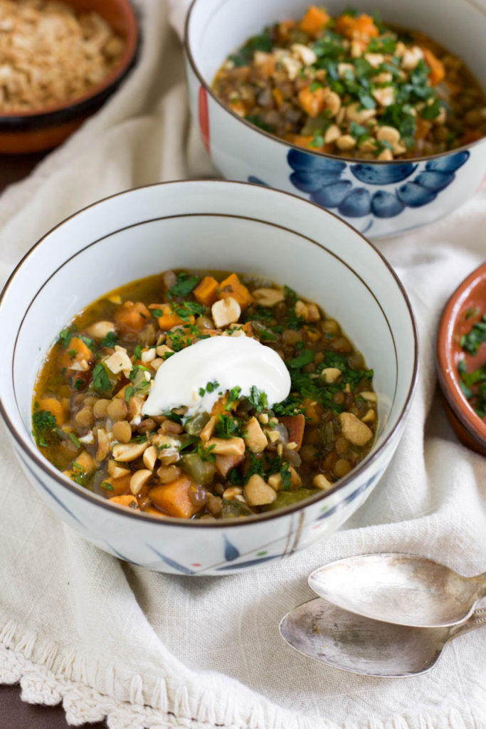 Thai Peanut Sweet Potato Lentil Soup