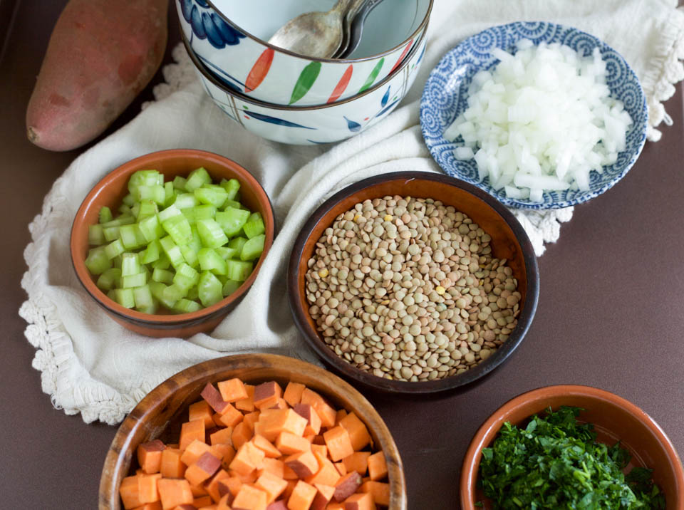 Thai Peanut Sweet Potato Lentil Soup