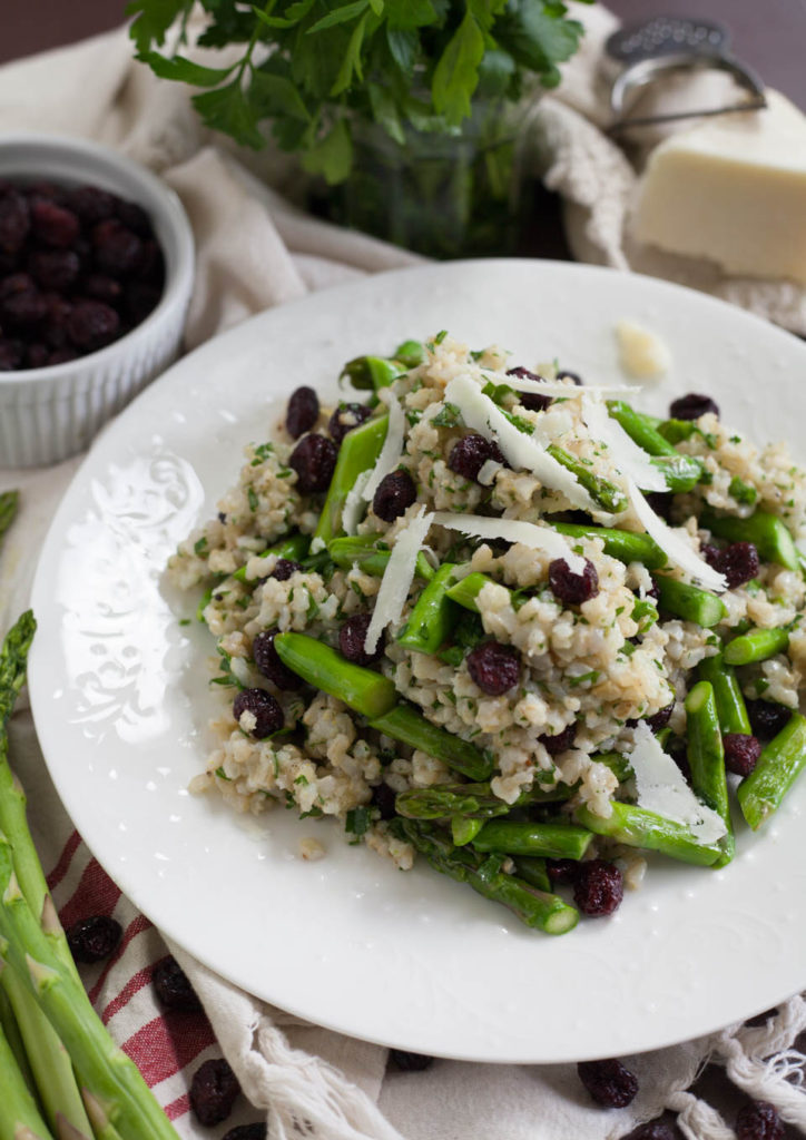 Brown Rice Spring Salad with Asparagus and Dried Cranberries