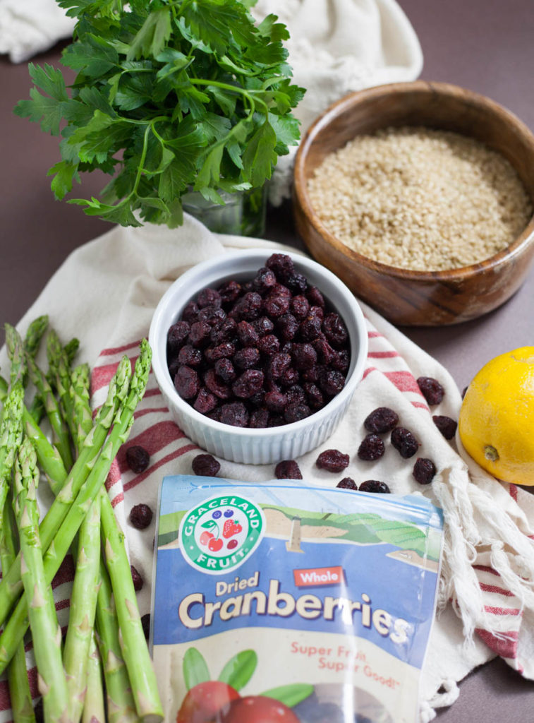 Brown Rice Spring Salad with Asparagus and Dried Cranberries
