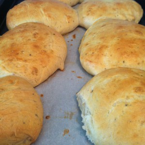 Onion and Pepper Hamburger Buns