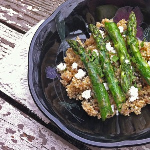 Quinoa with Dried Figs, Goat Cheese, and Asparagus