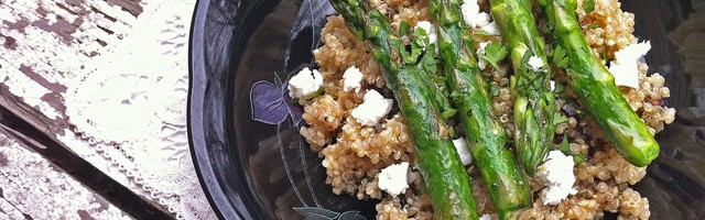 Quinoa with Dried Figs, Goat Cheese, and Asparagus