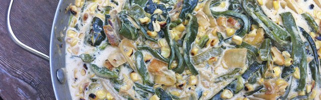 Rajas con Crema, Poblano Peppers in a Cream Sauce