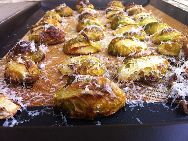 Roasted or Grilled Brussel Sprouts with Lemon, Garlic, and Parmigiano Reggiano