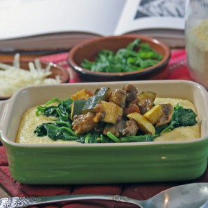 Creamy Polenta with Mushrooms, Squash, and Spinach