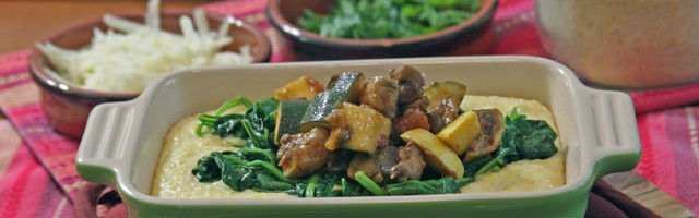 Creamy Polenta with Mushrooms, Squash, and Spinach