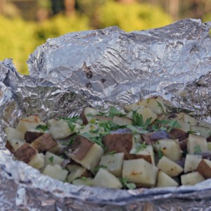 Foil Pouch Grilled Potatoes with Olive Oil, Lemon and Parsley