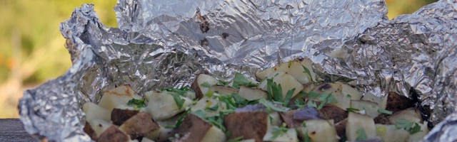 Foil Pouch Grilled Potatoes with Olive Oil, Lemon and Parsley