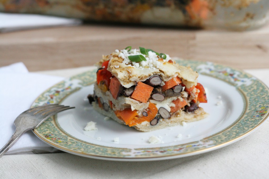 Black Bean Yam Tortilla Bake