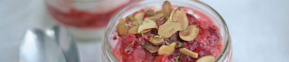 Macarpone Parfait with Roasted Strawberries and Almonds