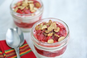Mascarpone Parfait with Roasted Strawberries and Almonds