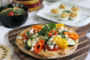Grilled Vegetable Flat Bread Pizza with Sabra Hummus