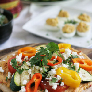 Grilled Vegetable Flat Bread Pizza with Sabra Hummus