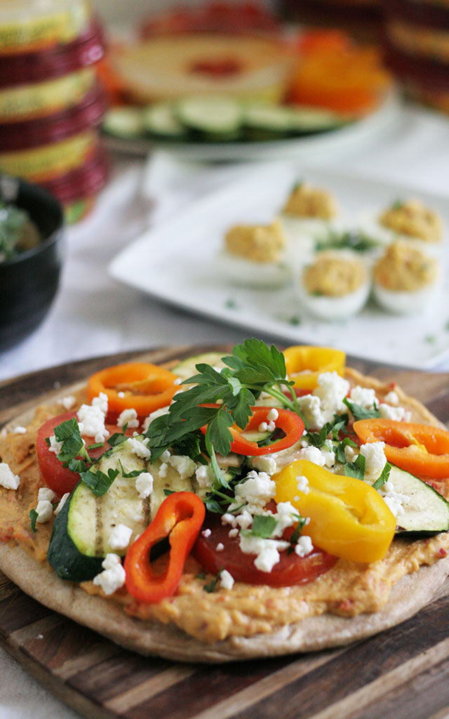 Grilled Vegetable Flat Bread Pizza with Sabra Hummus, and Other Awesome Ways to Use Hummus