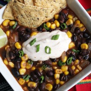 Chorizo Black Bean Soup with Chipotle Crema