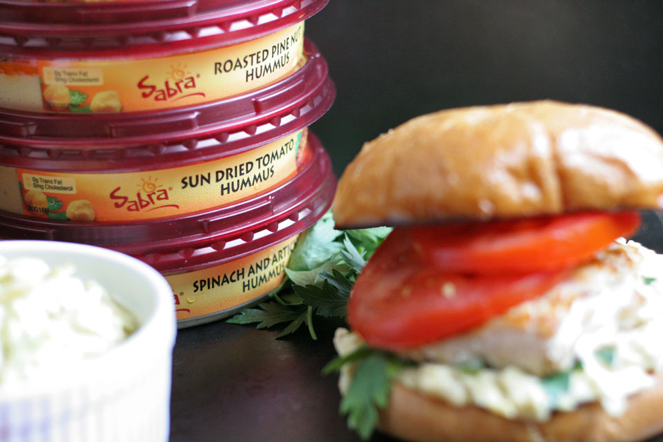 Grilled Fish Sandwich with Sabra Hummus Slaw