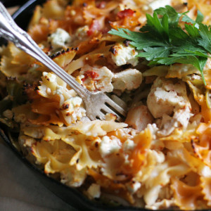 Vegetable Pasta Bake with Goat Cheese