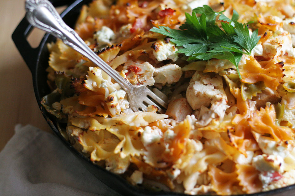 Vegetable Pasta Bake with Goat Cheese