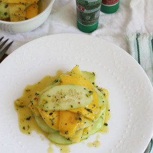 Cucumber, Mango, Pineapple Salad with Parsley, Orange Dressing