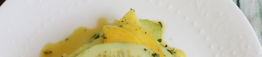 Cucumber, Mango, Pineapple Salad with Parsley, Orange Dressing