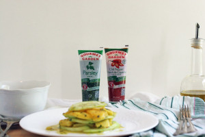 Cucumber, Mango, Pineapple Salad with Parsley, Orange Dressing