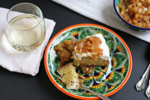 Buttermilk Cake, Brie Frosting, with Spiced Apple Compote