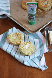 Herb Squash Goat Cheese Biscuits Disclosure: This is a compensated post in collaboration with Gourmet Garden Herbs. As usual all opinions are my own. Thank you Gourmet Garden for making NJB awesomeness possible! Herb squash biscuits?!!! Yes. Ok, it's just a smidge of squash but it's there, and it is totally necessary. The squash made friends with the Gourmet Garden Oregano that I used in this recipe. They played off one another to give this biscuit a deep savory note that I love. I am a biscuit lover by default. My Mama loves biscuits, so I started playing with them in Culinary School. It's actually a funny story... Remember when I was in Culinary School? That was crazy fun. We had assignments in each class to complete a list of items, then they would get graded at the end of class. This was breads class, so we had a lull about an hour in after prepping, and proofing our dough. We were an early bird class at seven am, so by nine we were always hungry. I had some extra time, and I tended to play around. I got to making biscuits with an egg on top. I had never made biscuits, and my instructor gave two or three tips and basically said, good luck, it's ok if they don't turn out the first time. That is a crazy challenge for me, it's on! I made them quickly because you have to work quickly, as to not melt the butter. I pulled them out of the oven, they were perfect. No joke, perfect flaky layers, light, fluffy, and my teacher laughed. Since then, I have worked on a variety of biscuits, and textures. People are very particular when it comes to their biscuit recipes. I like a flaky buttery texture, versus a cake like biscuit, I really don't like those. Using a product like Gourmet Garden herbs works so well with recipes like this, it's super easy to mix it in with the milk. It doesn't mess with the texture like fresh herbs can. The high quality of these organic, gluten free herbs are so easy to incorporate into your everyday use, and make any dish a bit more special. I used the oregano for a subtle earthy flavor to go with the goat cheese. All of that balances with the super savory notes of the squash, and made a tender, flaky, herby good biscuit. Herb Squash Goat Cheese Biscuits Are you a flaky biscuit or cakey biscuit kinda person? Biscuit making notes: You can use all purpose flour, or a fine flour. I use a fine flour, not cake flour. Lower protein content of a fine flour creates a lightly texture. Keep everything very cold. The butter cubes, and milk can be kept in the fridge until you're ready to mi it all together. DO NOT OVER MIX. You see how I emphasize this :). It will make a tough dough, which is not good. When using biscuit cutter, do not turn the cutter. Press straight down, and bring straight up. Turning the cutter creates lopsided biscuits. It breaks the flaky layers. Squash: You can use any squash, I used kabocha. You could also use canned pumpkin, sweetpotatoes, yams, russets, or any variety of starch in the squash/potato families. I roasted the squash sliced in 1/2 at 450 degrees for 30 minutes, until tender. I used what I needed for this recipe, and made dinner with the rest of the squash. You could also freeze the leftover squash for later use. Here are a couple of recipes that would go awesome with these biscuits, and use the rest of the squash or potatoes! Butternut Squash Pear Soup with Chorizo Brown Rice with Vegetables and Goat Cheese Makes 6 biscuits Ingredients: 1 1/2 tablespoons Gourmet Garden Oregano 3/4 cup milk 1/4 cup goat cheese 1/4 cup mashed squash, pumpkin, or potato 2 1/2 cups all purpose flour 1 tablespoon baking powder 1 teaspoon baking soda 3/4 teaspoon fine sea salt 10 tablespoons unsalted butter, cubed, keep cold in fridge until use 1 egg with 1 teaspoon water, beaten for brushing tops 3 inch biscuit cutter Place rack on middle rack, preheat oven to 425 degrees Method: 1. Add Gourmet Garden Oregano to the milk, whisk together using a fork. Mash the squash and goat cheese together, add to milk, whisk together using fork. 2. In a large bowl, whisk together flour, baking powder, baking soda, and salt. Add the cold butter cubes to the flour. Toss into flour, then rub butter into flour using your fingers, creating small pea sized chunks. Work quickly but gently. Add the milk/herb mixture to flour, using a spatula, mix gently until just combined. Do not over mix here. 3. Turn dough out onto a lightly floured counter. Bring dough together using your hands, forming a circle about 1 1/2 inches thick. Using the biscuit cutter, press straight down, do not turn. Bring together after each cut, gently and press dough together. Place on parchment lined baking sheet. If you have time and space, place in the freezer for 10 minutes. Brush tops with egg wash, place in oven and bake for 18-20 minutes. Remove and cool for a few minutes before serving. Serve warm with a variety of dishes like breakfast, ratatouille, or tasty soup! Herb Squash Goat Cheese Biscuits