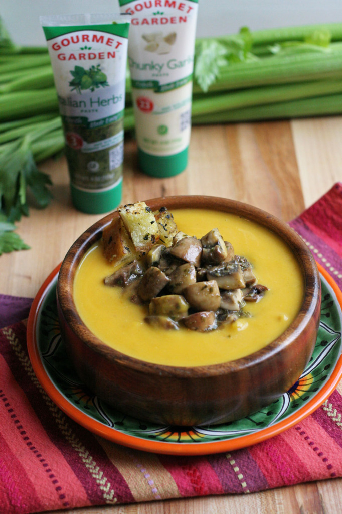 Squash Soup with Herb Mushrooms