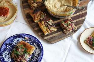Bacon Hummus Onion Mushroom Puff Pastry Bites