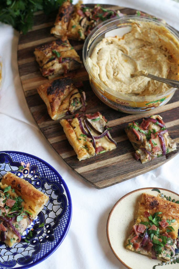 Bacon Hummus Mushroom Onion Bites