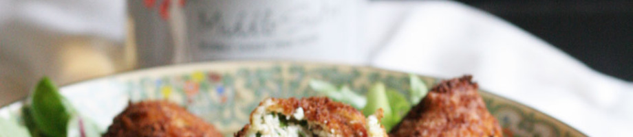 Goat Cheese Bacon Croquettes with Pink Bubbly