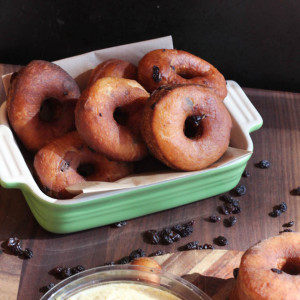 Roasted Garlic Hummus Currant Donuts