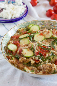 Whole Grain Salad with Roasted Tomatoes and Goat Cheese