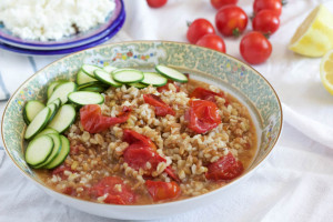 Whole Grain Salad with Roasted Tomatoes and Goat Cheese