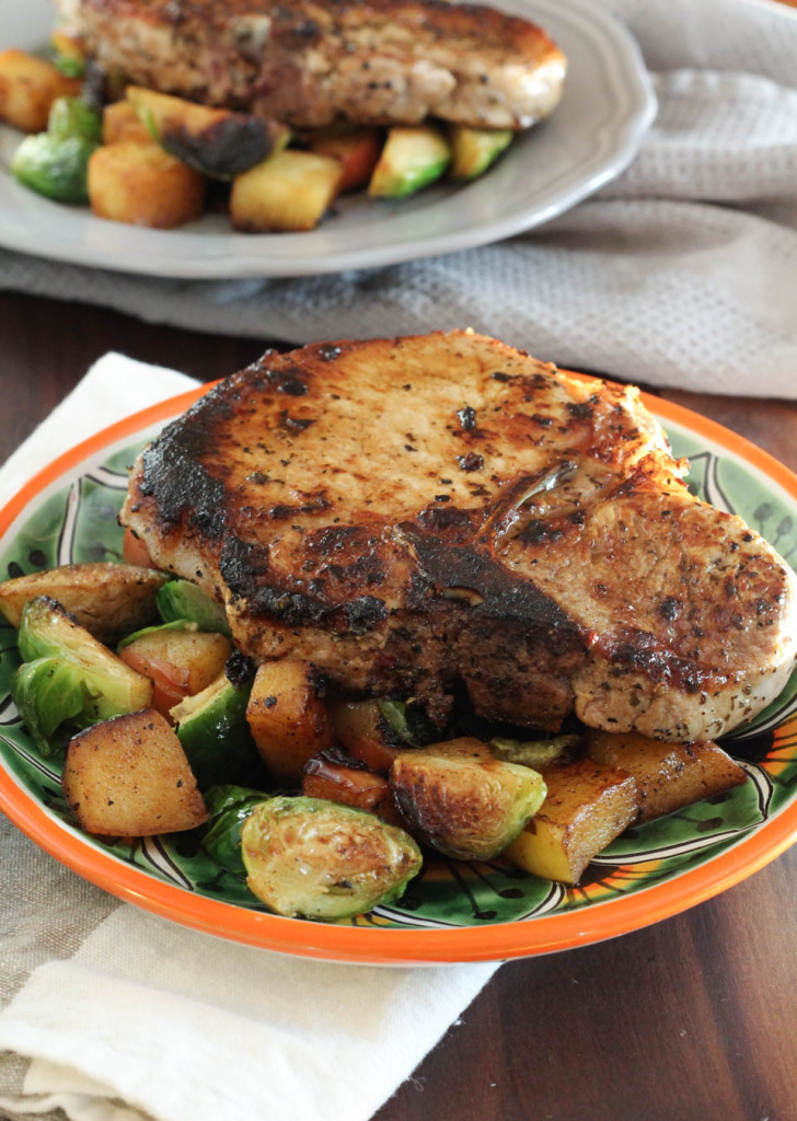 Grilled Pork Chops with a Sweet Pan Roasted Hash from Express Lane Cooking