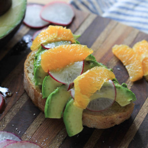 Avocado Toast with Oranges and Radishes